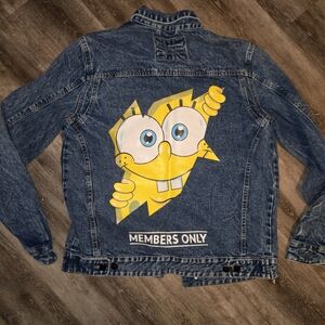 Members Only Kids' Denim Jacket with Yellow Cartoon Back Graphic